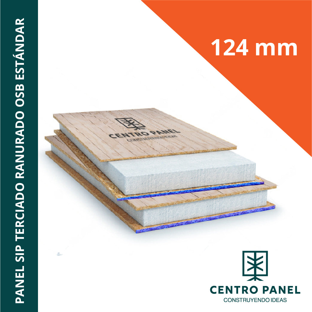 Panel SIP OSB estándar- Terciado ranurado 124 mm