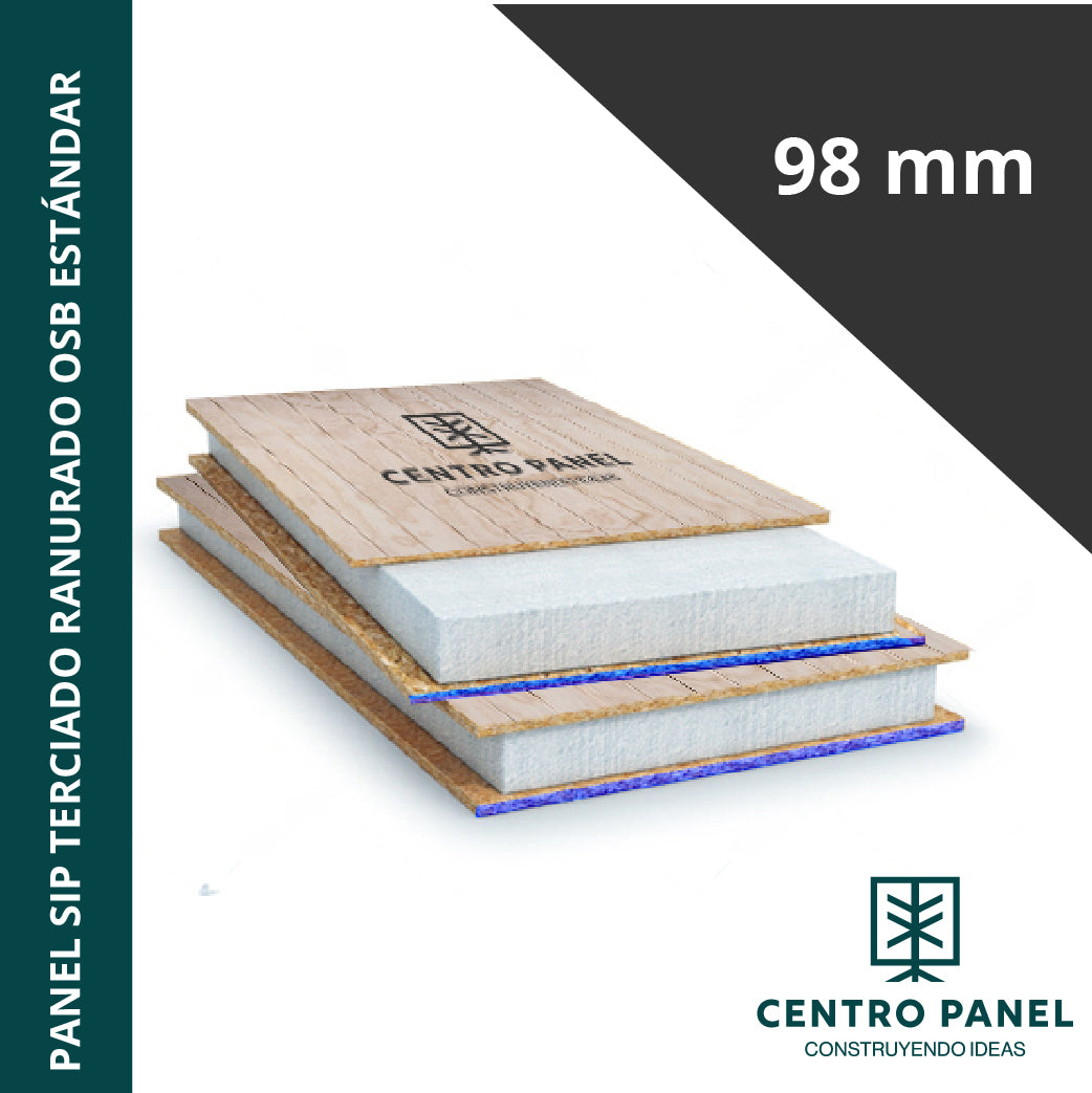 Panel SIP OSB estándar- Terciado ranurado 98 mm